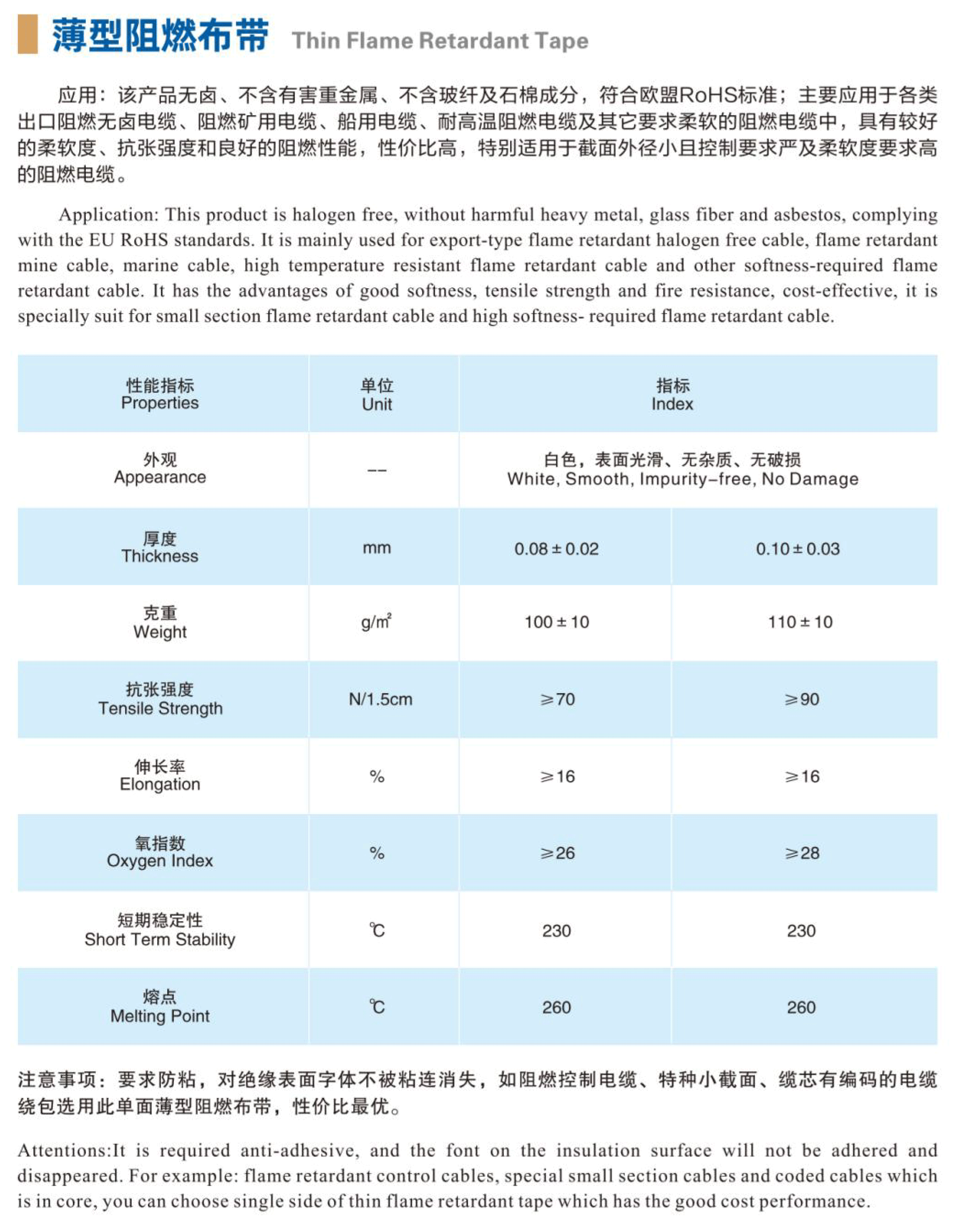 薄型阻燃布帶